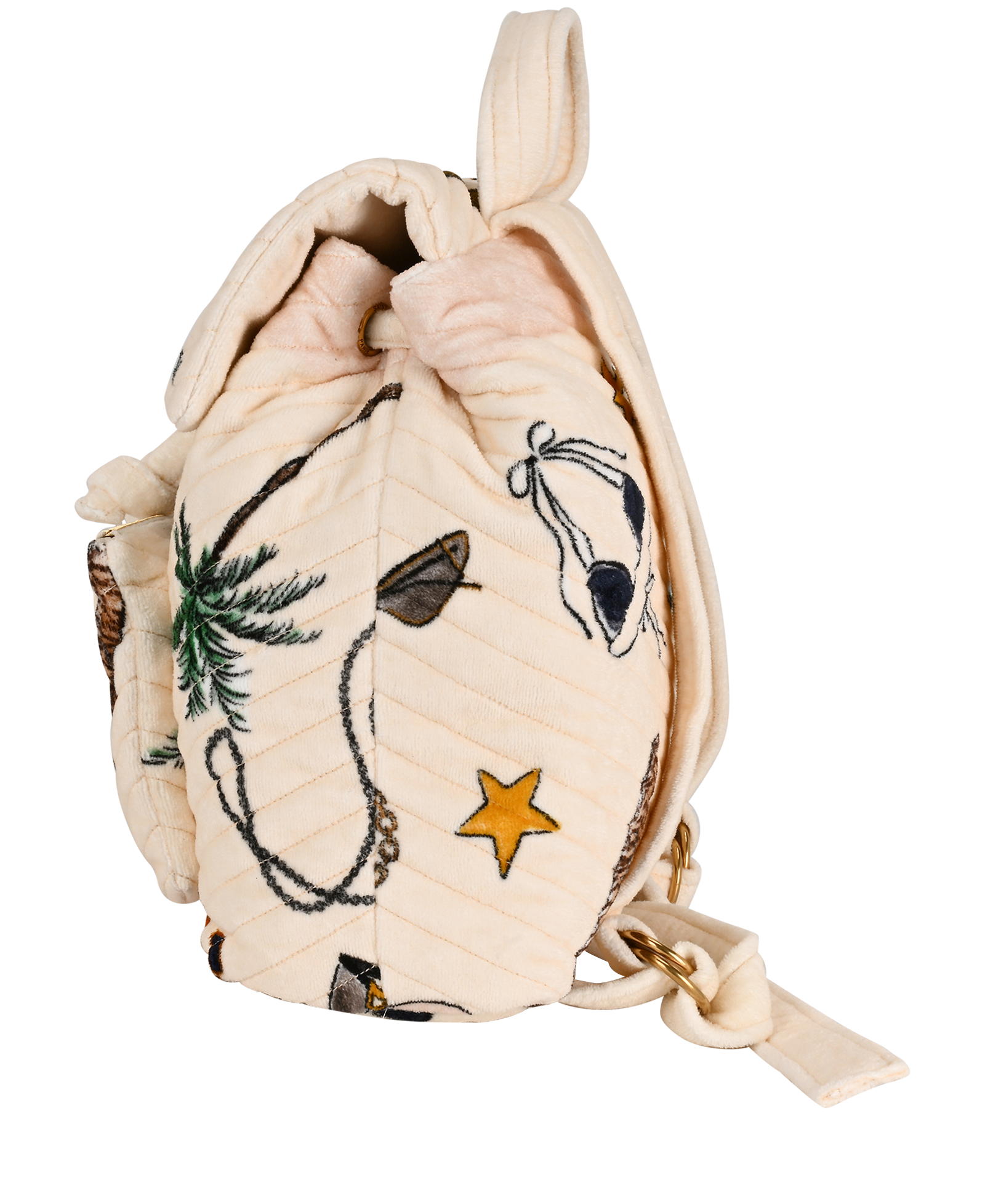 Summer-Print Quilted Terry Cloth Backpack, &pound;650, Handbags, Cream, Fabric, Bottom view